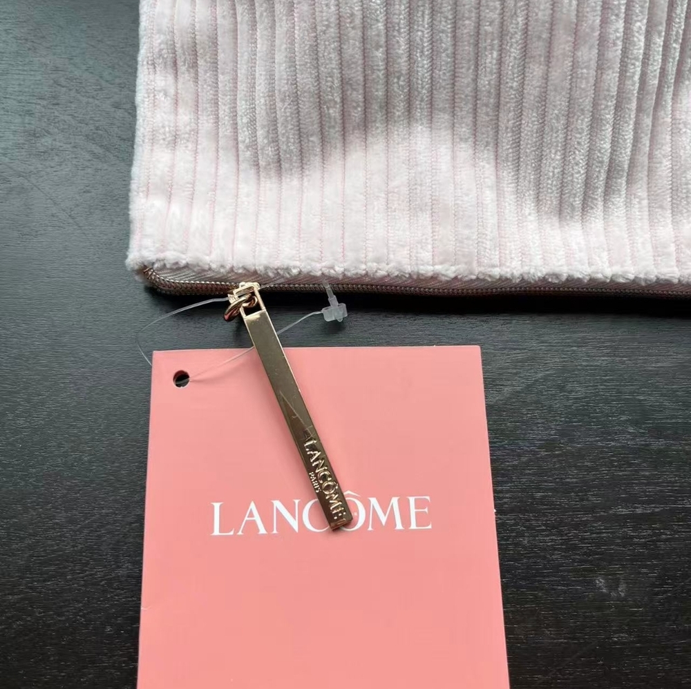 3/10$ Lancôme Pink Corduroy Cosmetic Bag Set - Picture 4 of 4